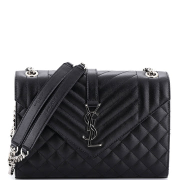 Saint Laurent Classic Monogram Envelope Satchel Mixed Matelasse Leather Medium