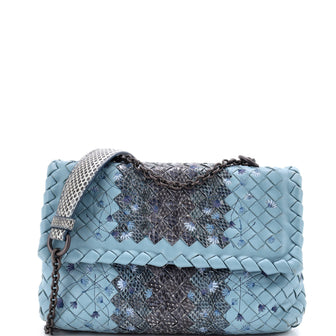 Bottega Veneta Olimpia Crossbody Bag Intrecciato Nappa with Snakeskin Small