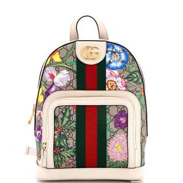 Gucci Ophidia Backpack Flora GG Coated Canvas and Leather  Small