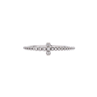 Tiffany & Co. T Wire Band Ring 18K White Gold with Pave Diamonds