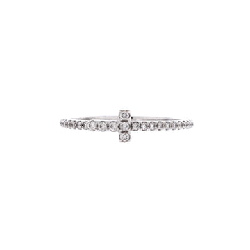 Tiffany & Co. T Wire Band Ring 18K White Gold with Pave Diamonds