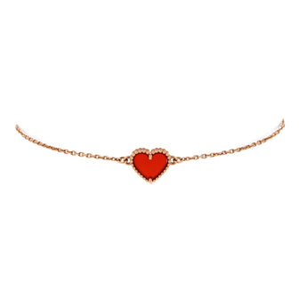 Van Cleef & Arpels Sweet Alhambra Heart Bracelet 18K Rose Gold with Carnelian