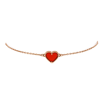 Van Cleef & Arpels Sweet Alhambra Heart Bracelet 18K Rose Gold with Carnelian