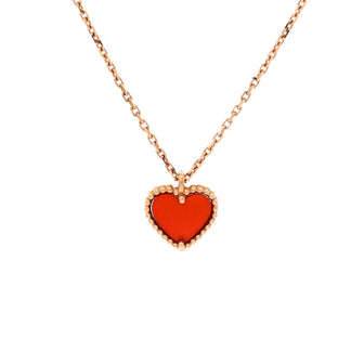 Van Cleef & Arpels Sweet Alhambra Heart Pendant Necklace 18K Rose Gold and Carnelian