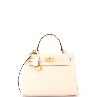 Hermes Kelly Handbag Light Epsom with Gold Hardware 25