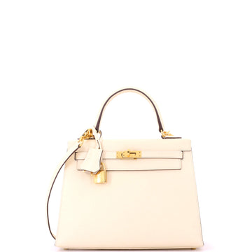 Hermes Kelly Handbag Light Epsom with Gold Hardware 25
