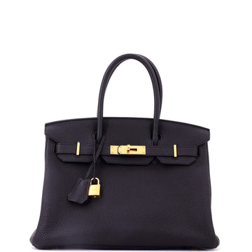 Hermes Birkin Handbag Black Togo with Gold Hardware 30