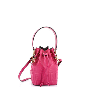 Fendi Mon Tresor Bucket Bag Zucca Embossed Leather Mini