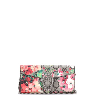 Gucci Dionysus Chain Wallet Blooms Print GG Coated Canvas Long