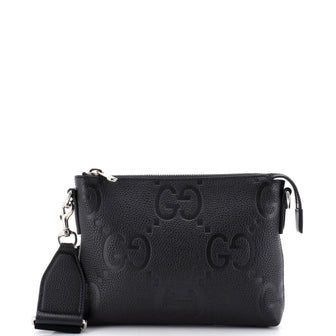 Gucci Zip Messenger Bag Jumbo GG Embossed Leather Small