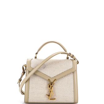 Saint Laurent Cassandra Top Handle Bag Canvas with Leather Mini