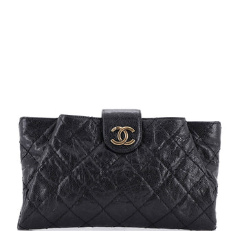 Chanel Coco Pleats Clutch Quilted Glazed Caviar