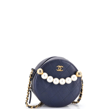 Chanel Chic Pearls Round Clutch with Chain Quilted Lambskin