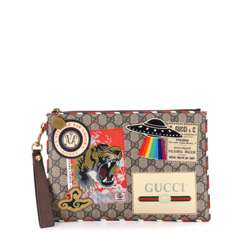 Gucci Courrier Pouch GG Coated Canvas with Applique