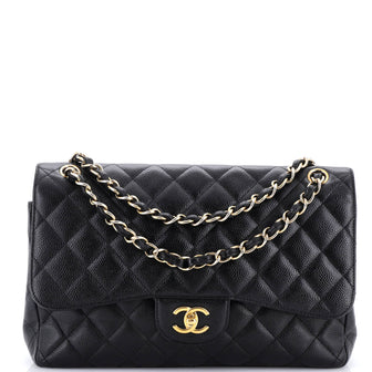 Chanel Classic Double Flap Bag Quilted Caviar Jumbo