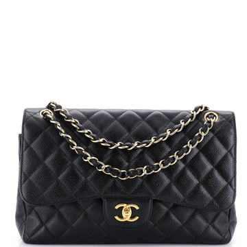Chanel Classic Double Flap Bag Quilted Caviar Jumbo