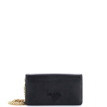 Prada Monochrome Wristlet Wallet on Chain Saffiano Leather Mini