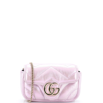 Gucci GG Marmont Flap Bag Chevron Iridescent Leather Super Mini