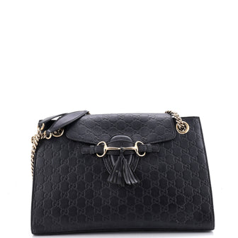 Gucci Emily Chain Flap Shoulder Bag Guccissima Leather Large