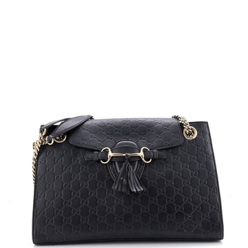 Gucci Emily Chain Flap Shoulder Bag Guccissima Leather Large