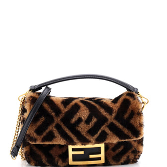 Fendi Baguette NM Bag Zucca Shearling Mini