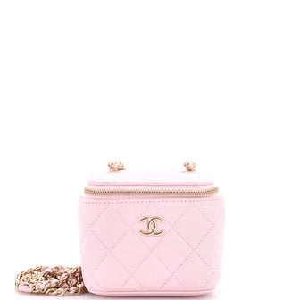 Chanel Tiny CC Link Vanity Case with Chain Quilted Caviar Mini