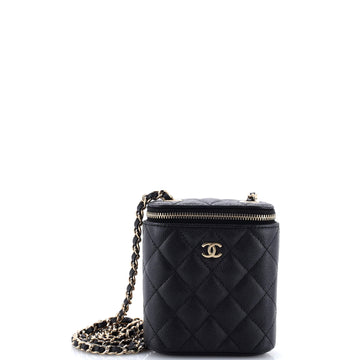 Chanel Vertical Classic Vanity Case with Chain Quilted Caviar Mini