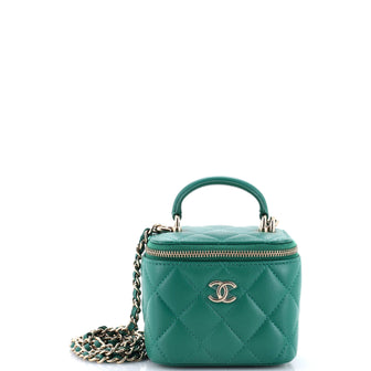 Chanel Classic Top Handle Vanity Case with Chain Quilted Lambskin Mini
