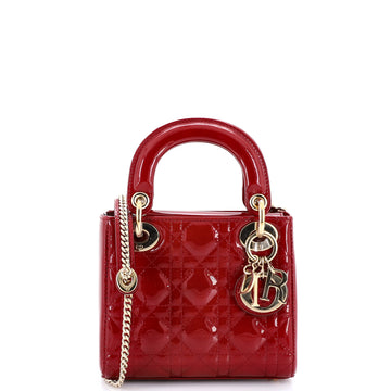 Christian Dior Lady Dior Chain Bag Cannage Quilt Patent Mini