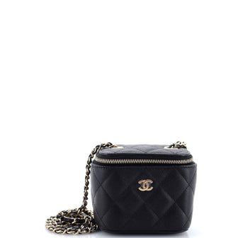 Chanel Classic Vanity Case with Chain Quilted Caviar Mini