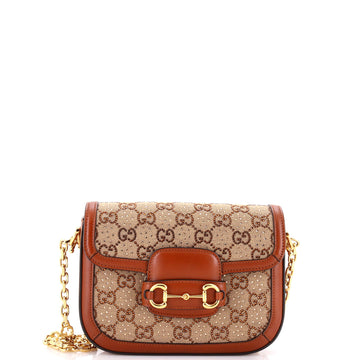 Gucci Horsebit 1955 Shoulder Bag Crystal Embellished GG Canvas Mini