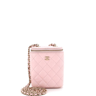 Chanel Vertical Classic Vanity Case with Chain Quilted Caviar Small