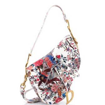 Christian Dior Saddle Handbag with Strap Printed Leather Medium
