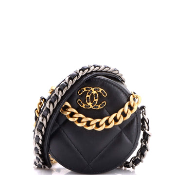 Chanel 19 Round Clutch with Chain Quilted Leather