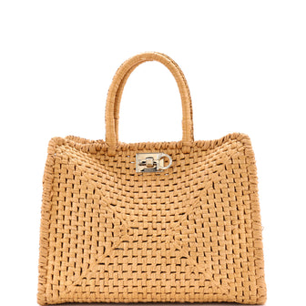 Salvatore Ferragamo Studio Satchel Raffia Medium