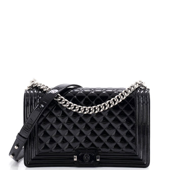 Chanel Boy Flap Bag Quilted Plexiglass Patent New Medium