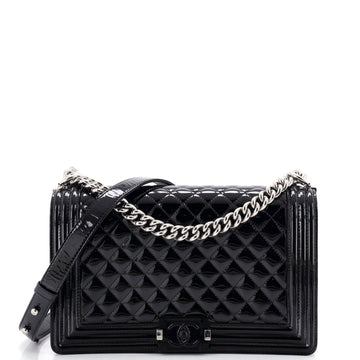 Chanel Boy Flap Bag Quilted Plexiglass Patent New Medium