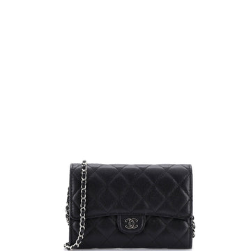 Chanel Classic Flap Wallet Crossbody Bag Quilted Caviar Mini