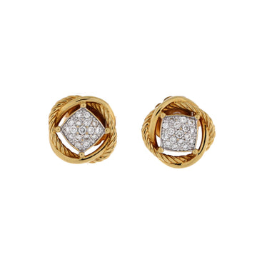 David Yurman Infinity Stud Earrings 18K Yellow Gold with Diamonds 7mm