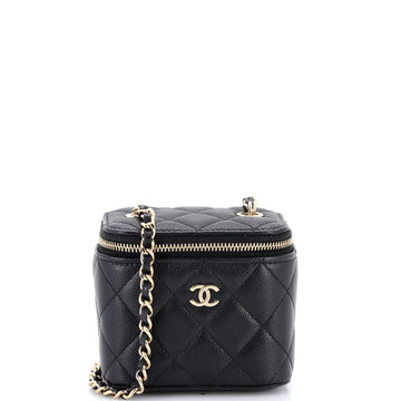 Chanel Classic Vanity Case with Chain Quilted Caviar Mini