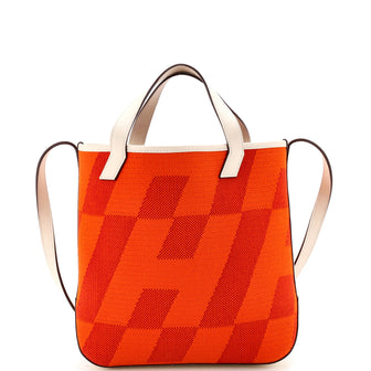 Hermes Cabas H en Biais Tote Canvas with Leather 27