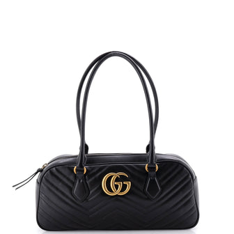 Gucci GG Marmont Top Handle Bowler Bag Matelasse Leather Medium