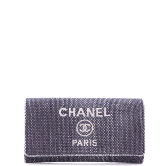Chanel Deauville Flap Wallet Lurex Canvas Long