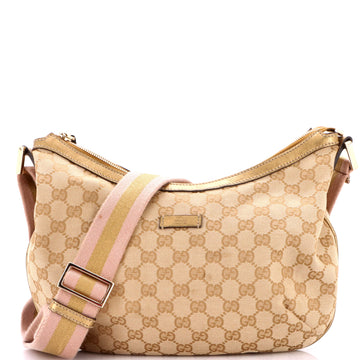 Gucci Saddle Zip Messenger Bag GG Canvas with Leather Medium
