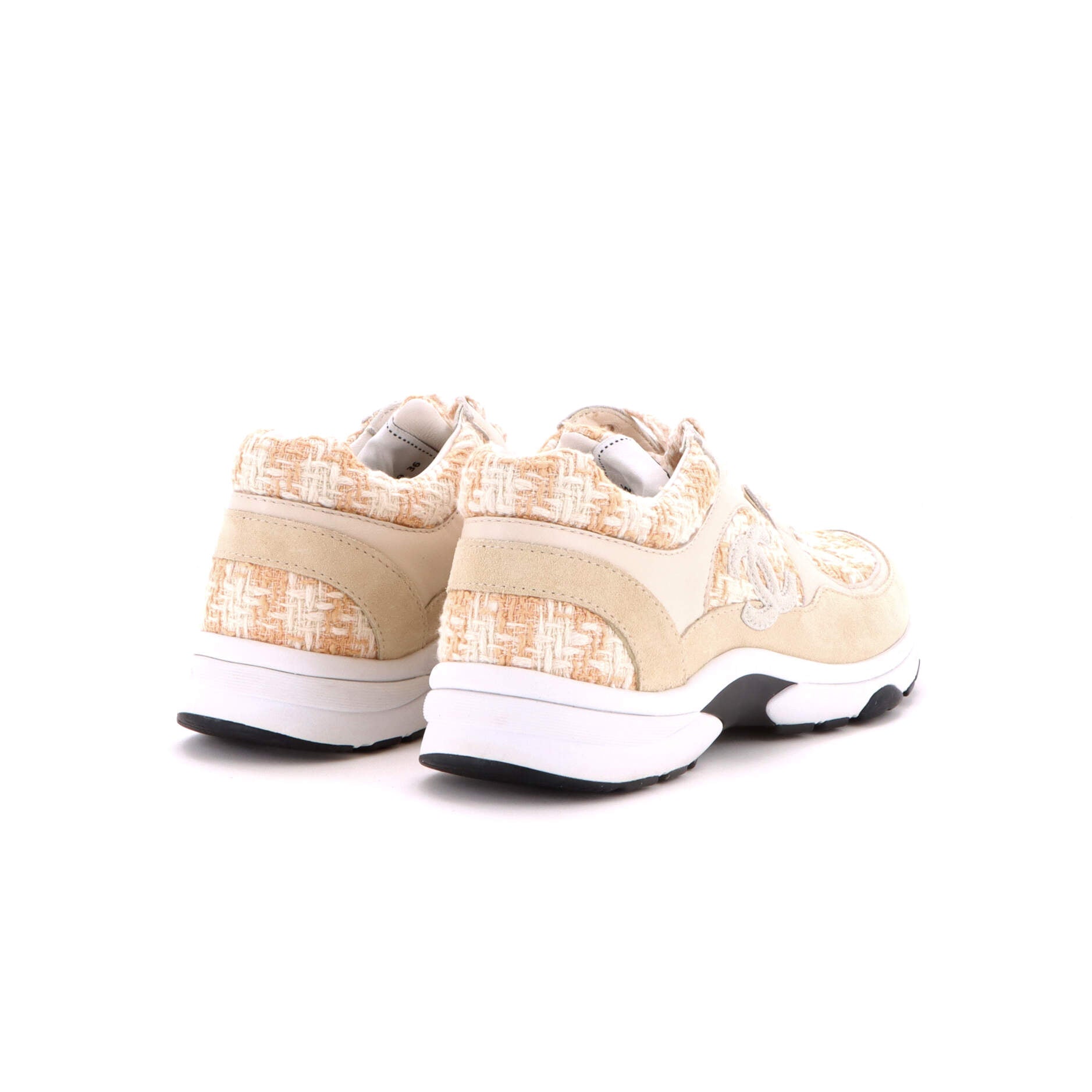 Chanel Women's CC Low-Top Sneakers Leather and Tweed Neutral 4264712