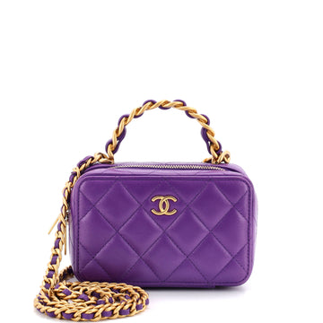 Chanel Woven Chain Top Handle Vanity Case Quilted Lambskin Mini