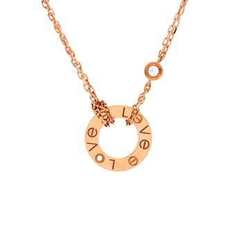 Cartier 2 Diamonds Love Pendant Necklace 18K Rose Gold and Diamonds