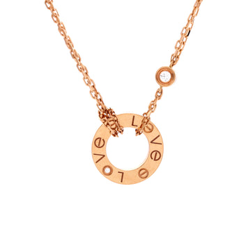 Cartier 2 Diamonds Love Pendant Necklace 18K Rose Gold and Diamonds