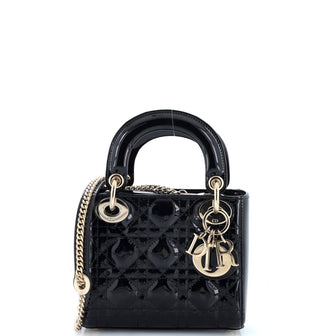 Christian Dior Lady Dior Chain Bag Cannage Quilt Patent Mini