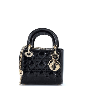 Christian Dior Lady Dior Chain Bag Cannage Quilt Patent Mini